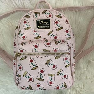 loungefly disney beauty and the beast enchanted rose mini backpack